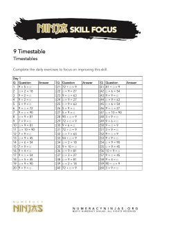 9 Timestable - Numeracy Ninjas