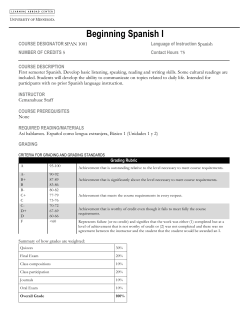Beginning Spanish I - Learning Abroad Center