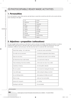 1. Personalities 2. Adjectives + preposition (collocations