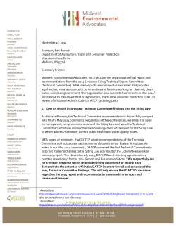 MEA submitted a letter to DATCP Secretary Ben Brancel urging the