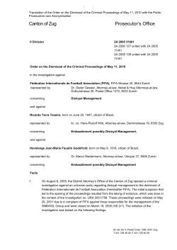 Order on the Dismissal of the Criminal Proceedings