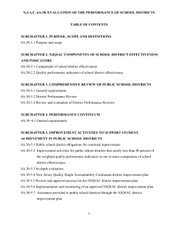 N.J.A.C. 6A:30 - Evaluation of the Performance of School Districts