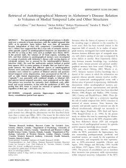 Retrieval of Autobiographical Memory in Alzheimer`s Disease
