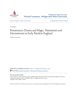 Renaissance Drama and Magic: Humanism and Hermeticism in