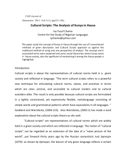 Cultural Scripts: The Analysis of Kunya in Hausa