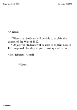 Students will be able to explain the causes of the War of 1812