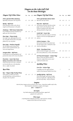 Patio Menu - Niagara-on-the