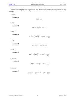 Math 135 Rational Exponents Solutions Evaluate or simplify each