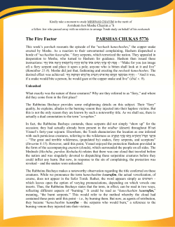 The Fire Factor PARSHAS CHUKAS 5776