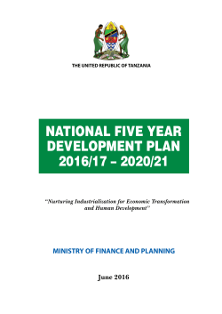 NATIONAL FIVE YEAR DEVELOPMENT PLAN 2016/17 &ndash; 2020/21