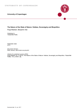 Hobbes, Sovereignty and Biopolitics