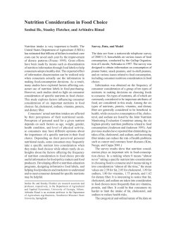 Nutrition Consideration in Food Choice