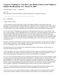 Congress` Findings on - Burt Lake Band of Ottawa and Chippewa