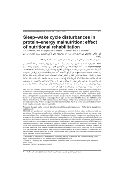 Sleep  wake cycle disturbances in protein  energy malnutrition: effect