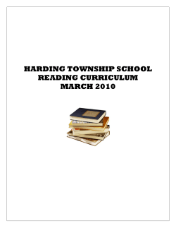 HARDING TOWNSHIP SCHOOL READING CURRICULUM MARCH