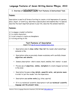 Language Features of Seven Writing Genres &copy;Rojas, 2010