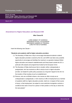 Amendment to Higher Education and Research Bill