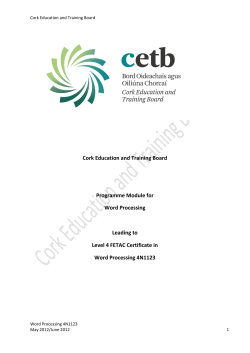 Cork Education and Training Board Programme Module for Word