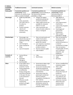 S. Holmes ECONOMIC SYSTEMS Traditional economy Command