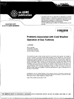 Problems Associated With Cold Weather Operation of Gas Turbines