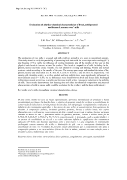 Physico-chemical characterization of fresh, chilled and frozen milk of