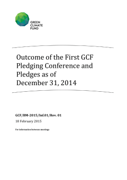 Outcome of the First GCF Pledging Conference and Pledges as of