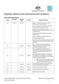 Eligibility, Referral and Commencement Guideline