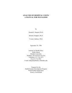 analysis of hospital costs: a manual for managers