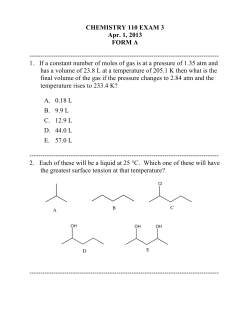 CHEMISTRY 110 EXAM 3 Apr. 1, 2013 FORM A