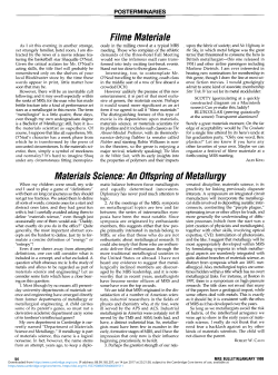 Filme Materiale Materials Science: An Offspring of Metallurgy