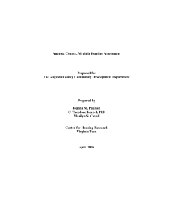 Augusta County, Virginia Housing Assessment Prepared for The
