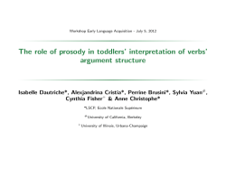 The role of prosody in toddlers` interpretation of verbs` argument