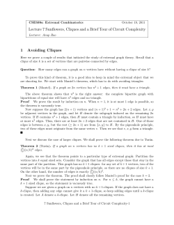 Lecture 7 Sunflowers, Cliques and a Brief Tour of Circuit Complexity