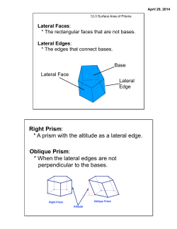 Right Prism: * A prism with the altitude as a lateral edge. Oblique