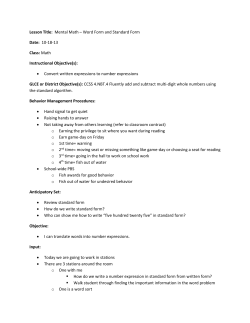 Lesson Title: Mental Math &ndash; Word Form and Standard Form Date: 10