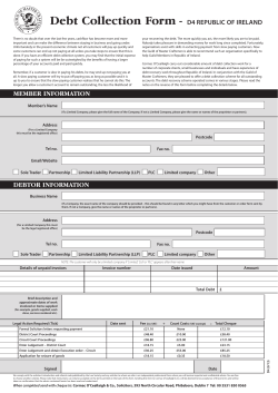 Debt Collection Form - D4 REPUBLIC OF IRELAND MEMBER