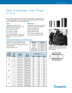 Heat Exchanger Tube Plugs, TP Series