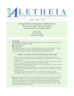 Psychoanalytic Examination of Birth Order in Lion Witch Wardrobe