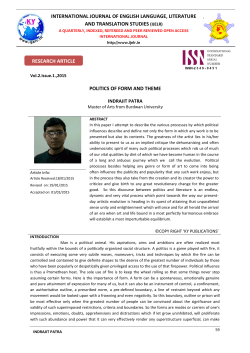 POLITICS OF FORM AND THEME INTERNATIONAL JOURNAL OF