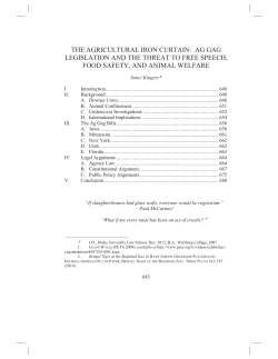 Ag Gag Legislation and the Threat to Free Speech, Food Safety, and