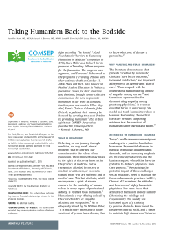 Taking Humanism Back to the Bedside