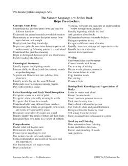 Pre-Kindergarten Language Arts