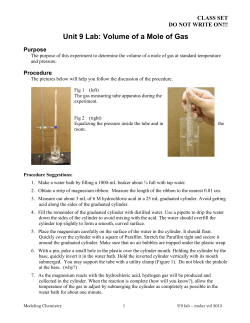 Unit 9 Lab: Volume of a Mole of Gas