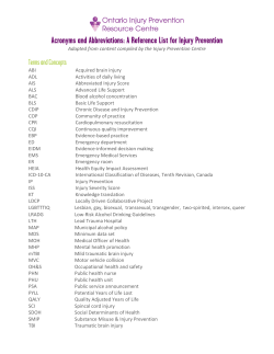 Acronyms and Abbreviations - Ontario Injury Prevention Resource