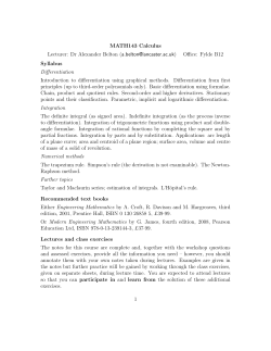 MATH143 Calculus Lecturer: Dr Alexander Belton (a.belton