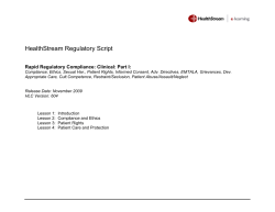 Rapid Regulatory Compliance: Clinical: Part I