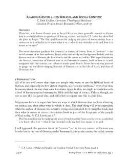 Reading Genesis 1&ndash;11 in Biblical and Social Context