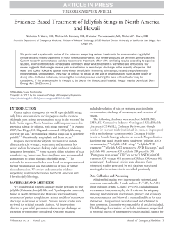 Evidence-Based Treatment of Jellyfish Stings in North America and