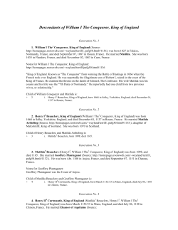 Descendants of William I The Conqueror, King of