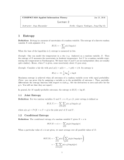 Lecture 2 1 Entropy